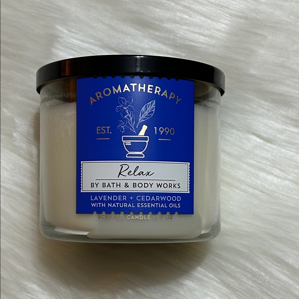 NEW Bath & Body Works 3 Wick Scented Candle Relax Lavender + Cedarwood